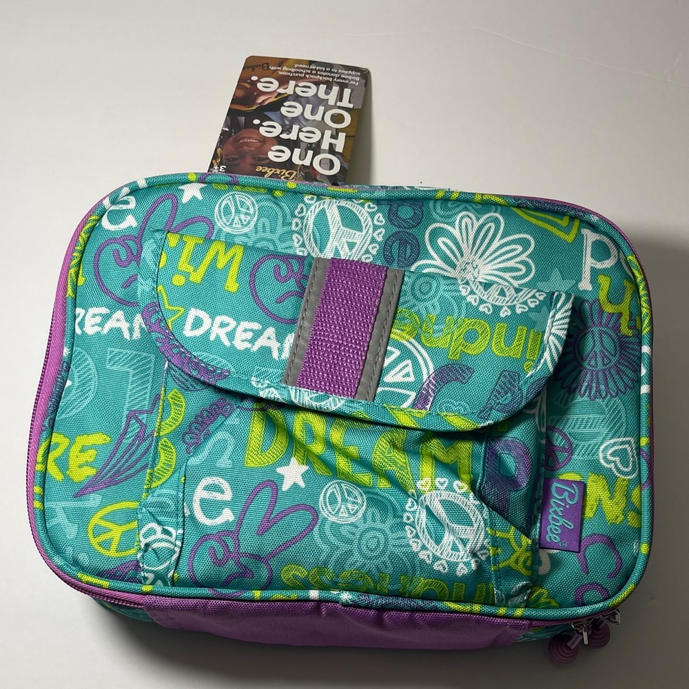 Bixbee Kids Lunch Bag Teal Purple Dream Print New With Tags